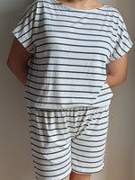 Stripes White Ladies Short Set