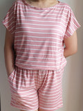 Stripes Pink Ladies Short Set