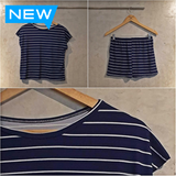 Stripes Dark Blue Ladies Short Set